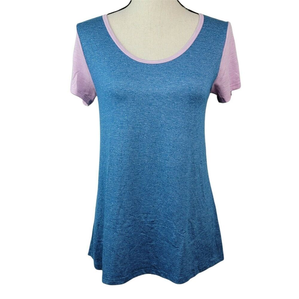 LuLaRoe Classic T Womens‎ Sz XXS Heather Blue Pink High Low Tshirt Top Shirt